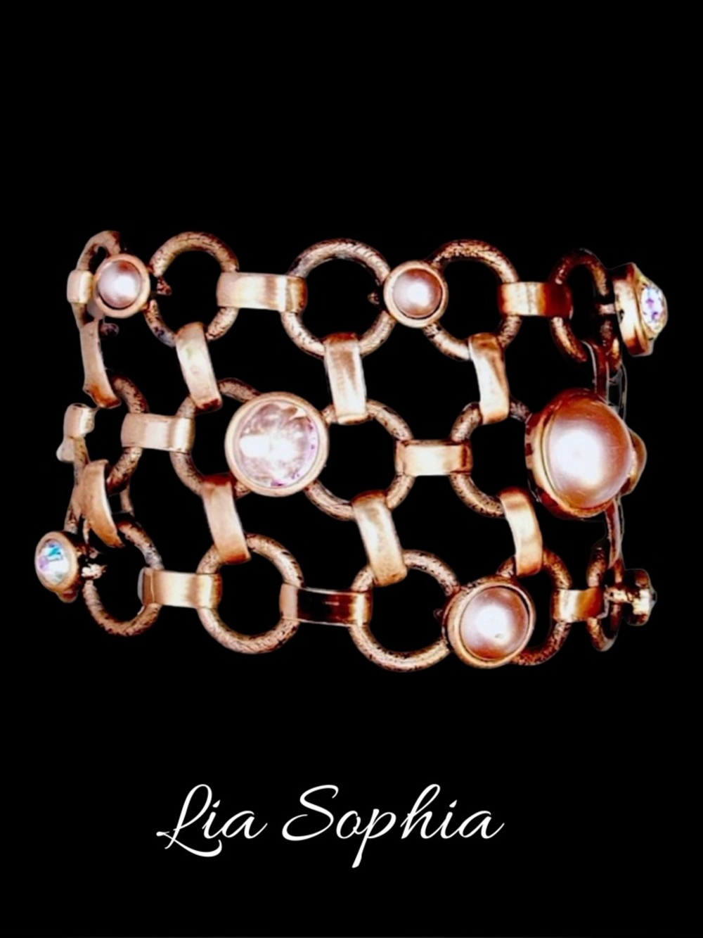 Vintage-Inspired Copper Pearl Link Bracelet